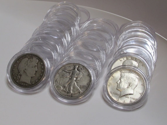 50 Coin Holders 30.6mm Direct Fit Coin Capsules For JFK HALF - Foto 4