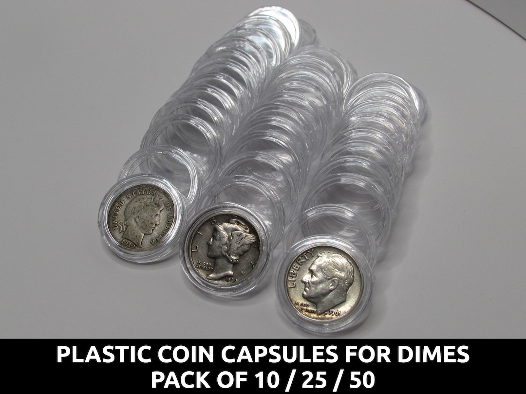 小物 dime Dime Sized Plastic Coin Capsules - 18mm Holders for Coins