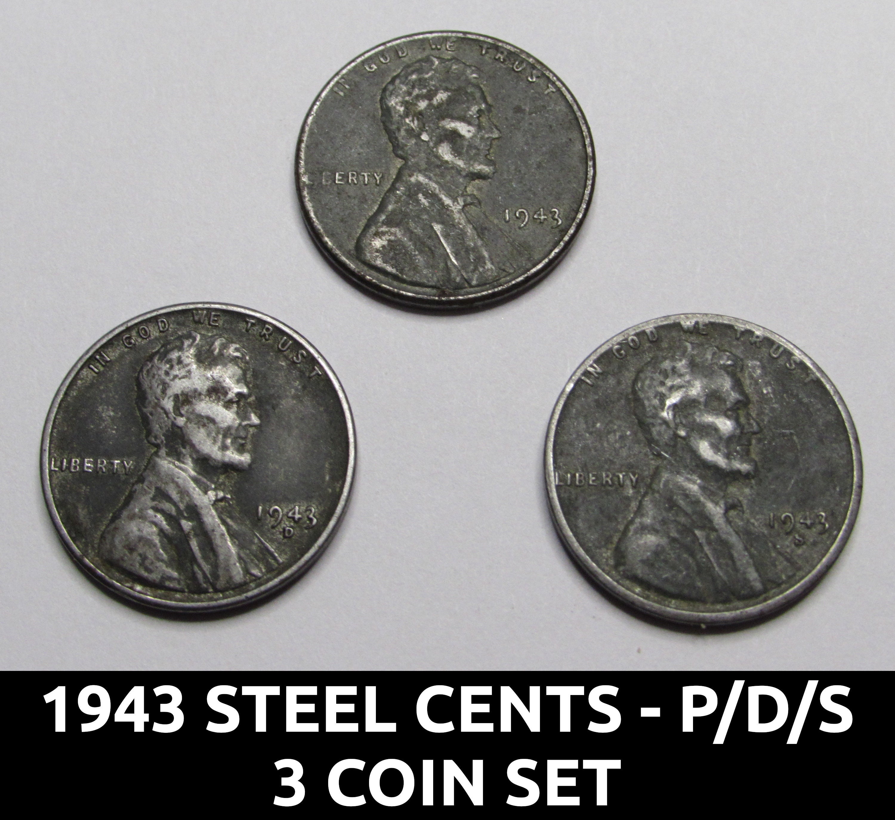 1943 Steel Cents 3 Coin Set P/D/S mints WW2 pennies Etsy