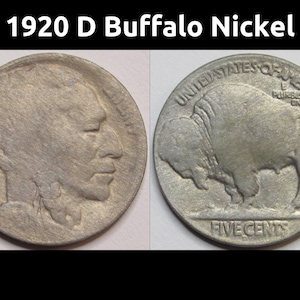 1920 D Buffalo Nickel - antique Denver mintmark bison nickel