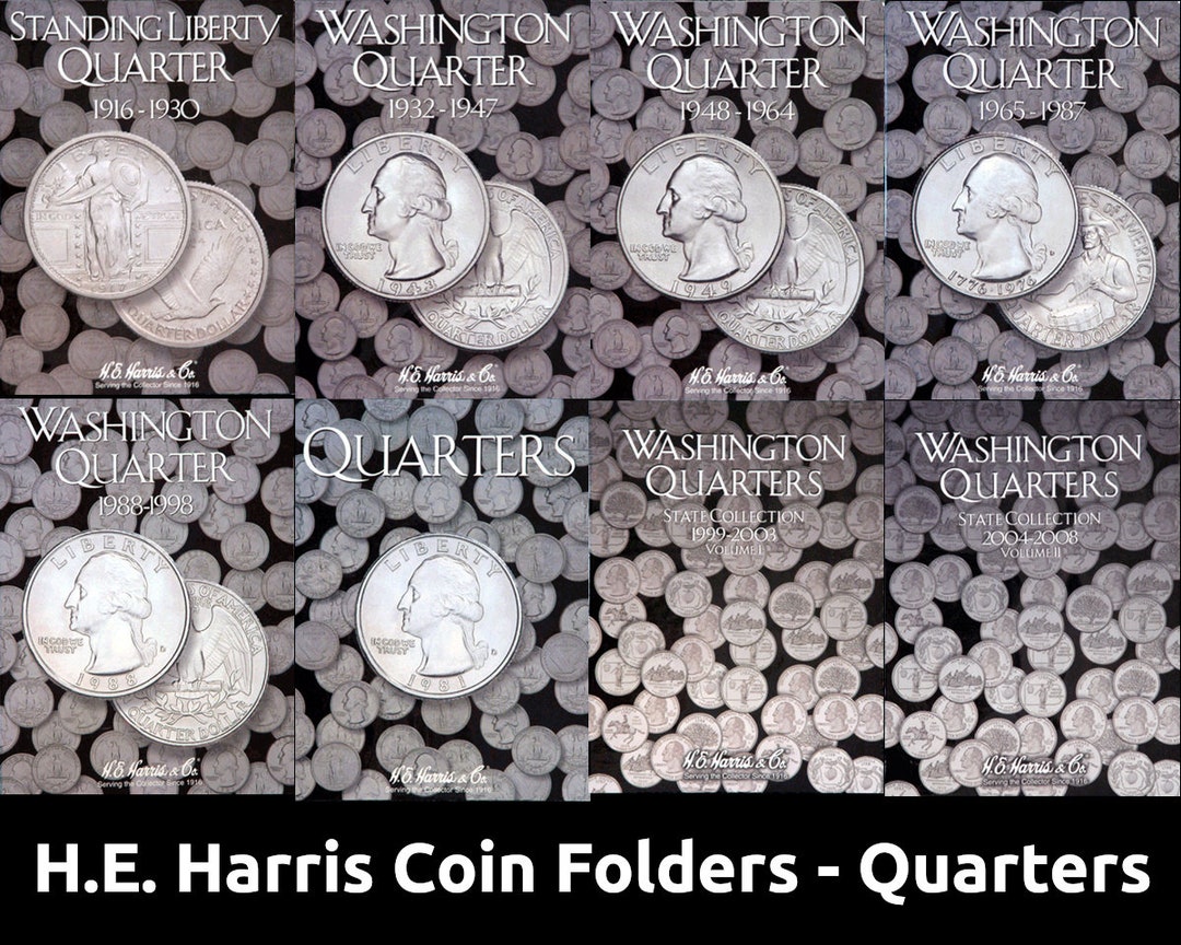 H.E. Harris Coin Folders for US Quarters Standing Liberty, Washington