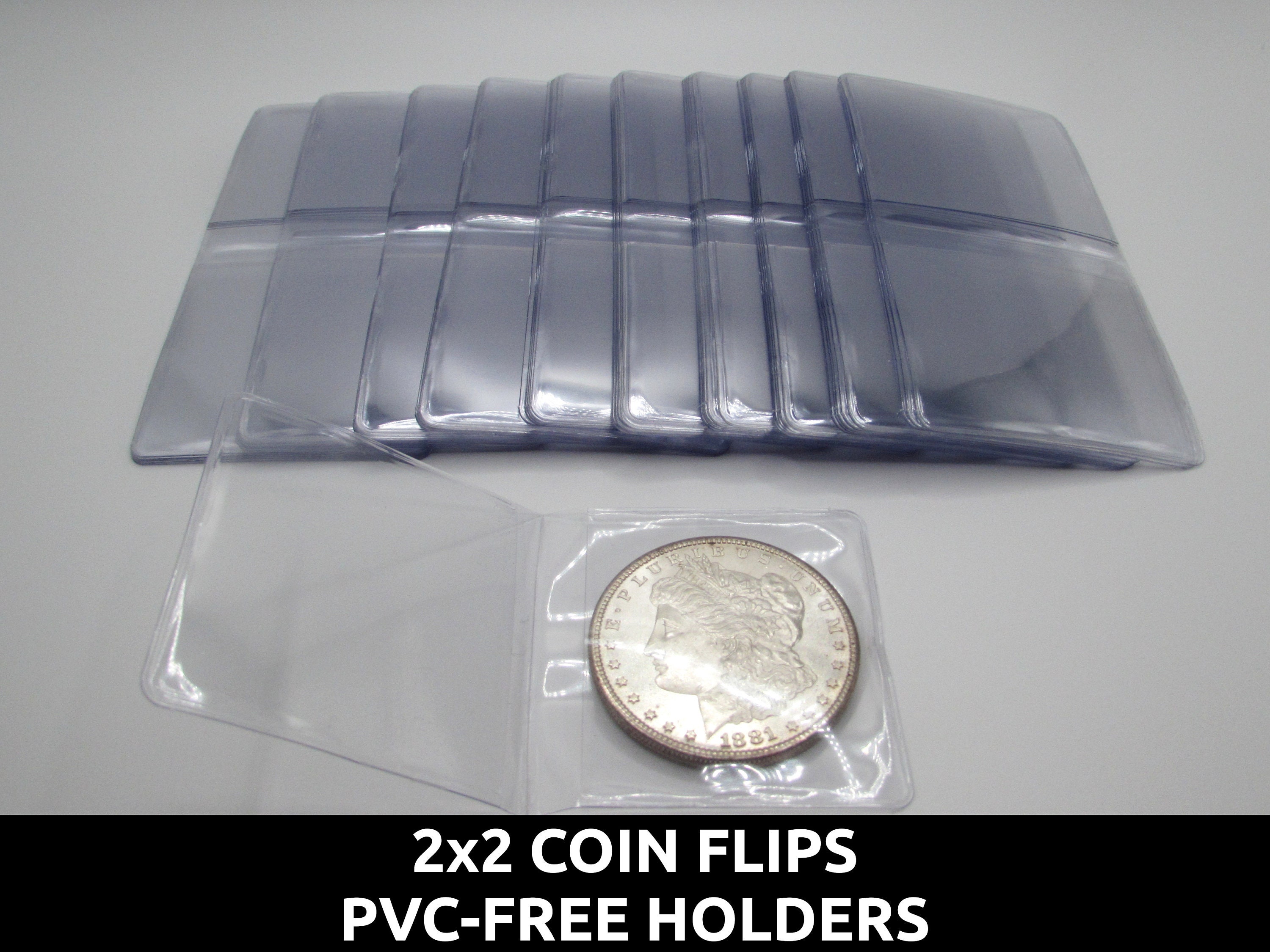 Plastic Double Pocket Coin Flips - 2x2