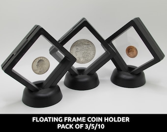 Floating Frame Coin Holders - black - choose quantity 3 / 5 / 10