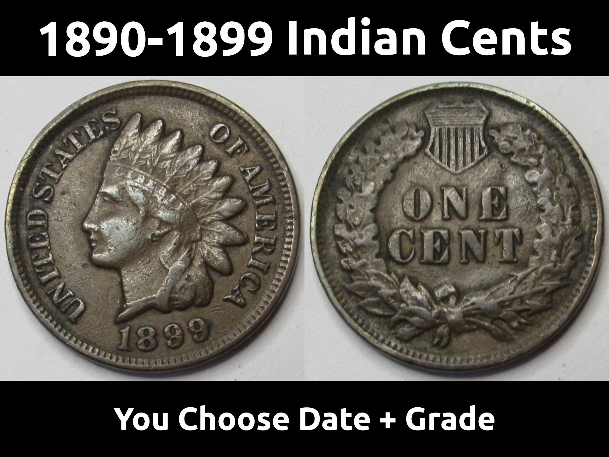 インディアンヘッド ペニー - 1890 年から 1899 年のセント - 日付