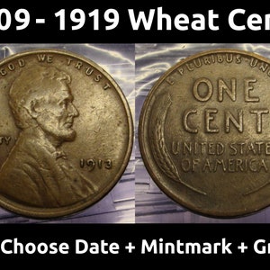 Lincoln Wheat Pennies - 1909 to 1919 PDS - choose date / mintmark / grade - 1909, 1910, 1911, 1912, 1913, 1914, 1915, 1916, 1917, 1918, 1919