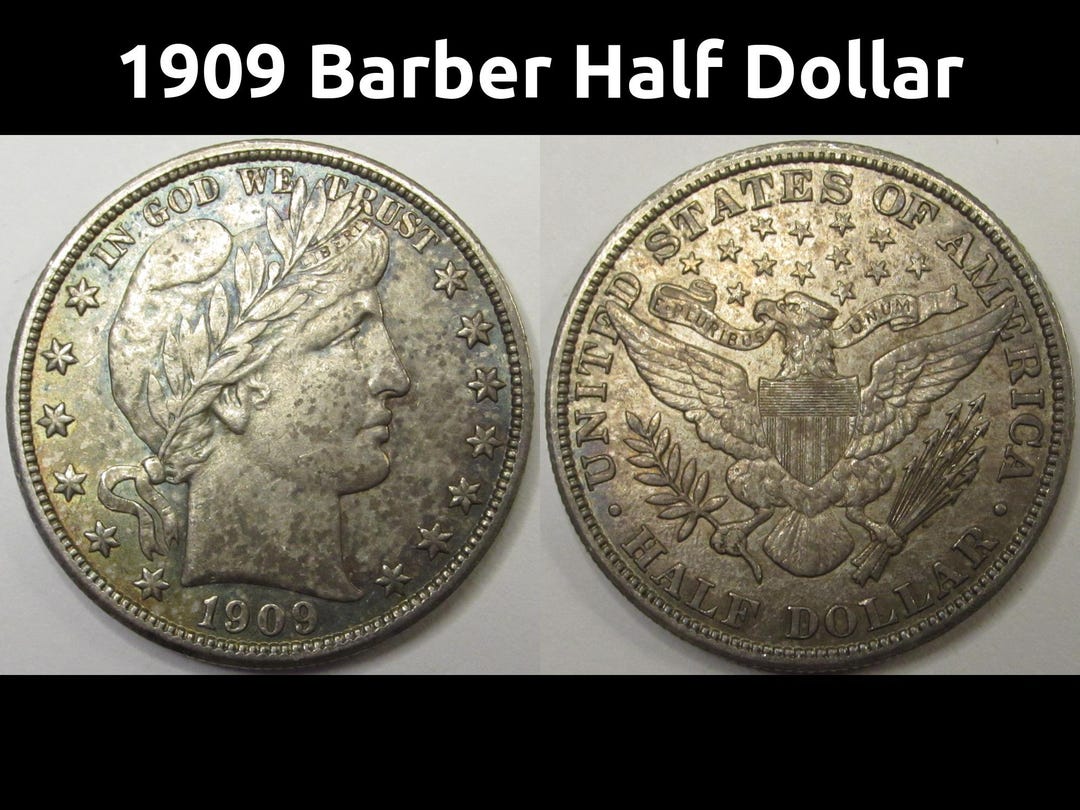 1909年バーバーハーフダラー - 20世紀のアンティーク銀貨、高品位