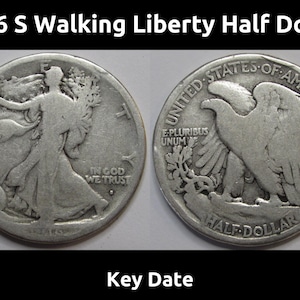 1916 S Walking Liberty Half Dollar - antique low mintage San Franccisco mintmark silver coin