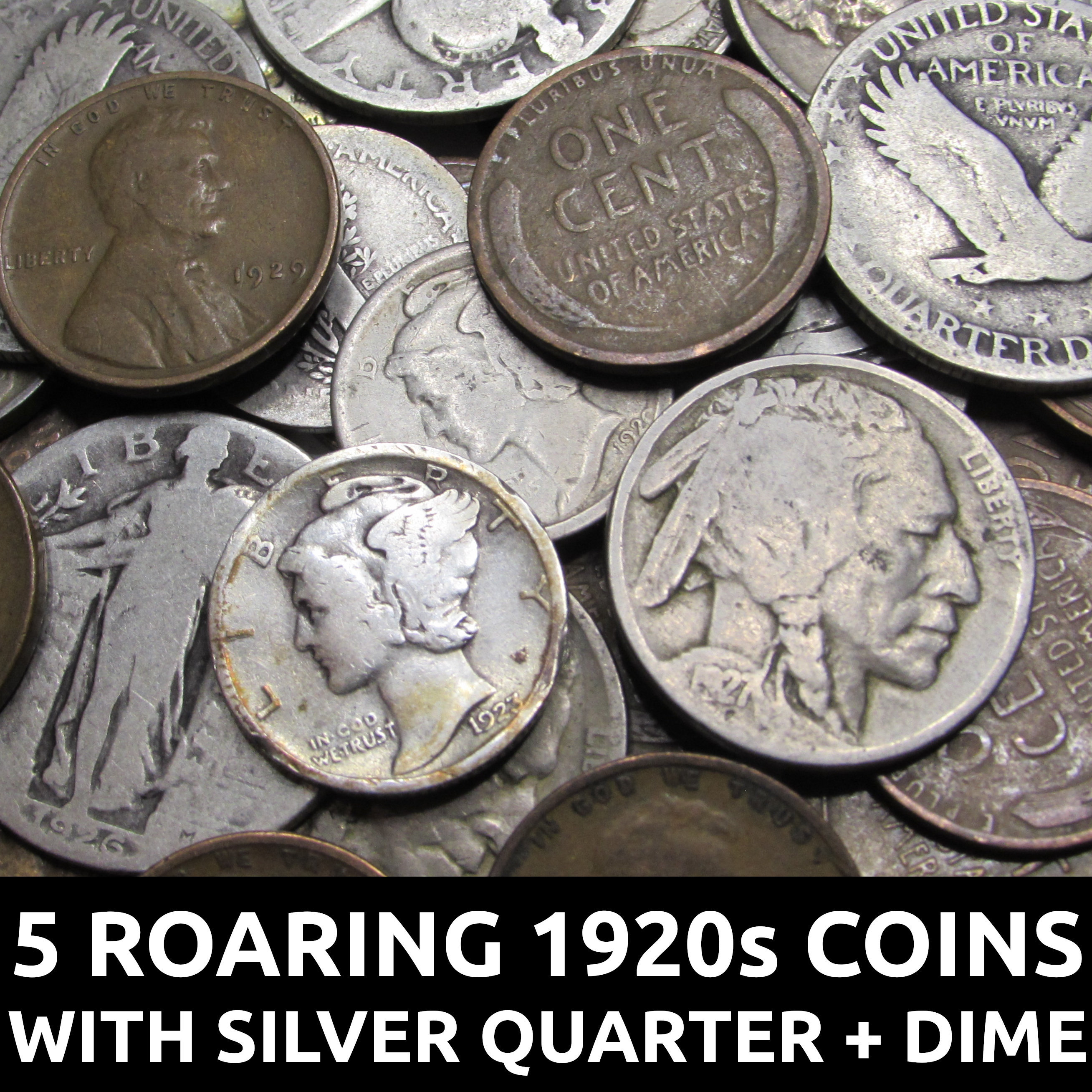 アメリカ古い銀貨セット 1924 1926 1944 1892 狂騒の20年代 5枚セット - 1920年代のアメリカの古いコイン、銀の