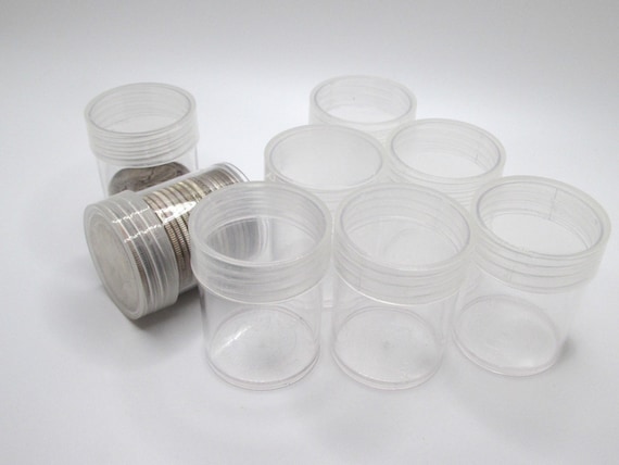 6 Tubos De Plástico Transparente Para Monedas – 32 Mm De Diámetro, Con Tapa Hermética, Ideales Para Coleccionistas