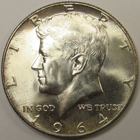 1964年 JFK ハーフダラー - 未使用の、発行初年度の華やかな銀貨