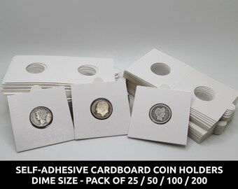 Fundas de cartón autoadhesivas del tamaño de una moneda de diez centavos para guardar y organizar monedas - paquete de 25 / 50 / 100 / 200