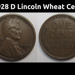 1928 D Lincoln Wheat Cent - higher grade antique American wheat penny