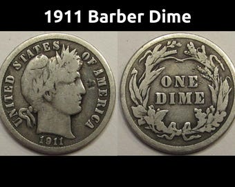 1914年バーバーダイム - アメリカのアンティークの10セント銀貨 - Etsy