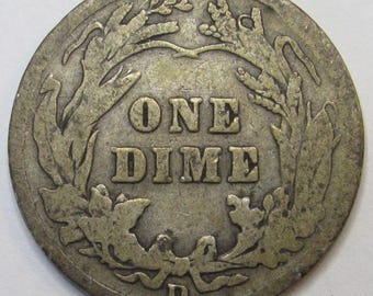 レア 銀貨 1914年 アメリカ 1ダイム バーバー ミントD 1914 D バーバーダイム - アンティーク デンバー ミントマーク