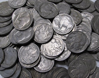High quality Buffalo Nickels - full horn - Extra Fine to About Uncirculated  1935-1937 - choose quantity - great for jewelry or engraving
