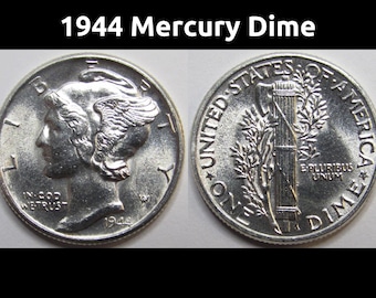 アメリカ　マーキュリーダイム10枚 1944 年マーキュリー ダイム「W」刻印; 10 セント硬貨; 米国通貨