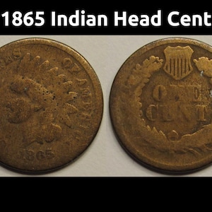 1865 Indian Head Cent - old Civil War era antique bronze penny