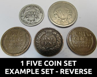 100年前の米国硬貨5枚セット - 廃盤硬貨コレクション - 銀貨10セント