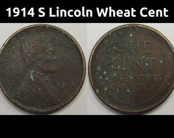 1914 S Lincoln Wheat Cent - antique San Francisco mintmark penny