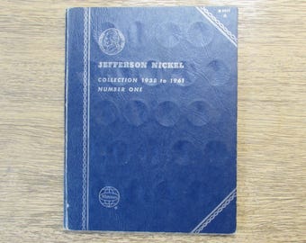 Whitman coin folder for Jefferson Nickels - 1938 to 1961 - vintage display