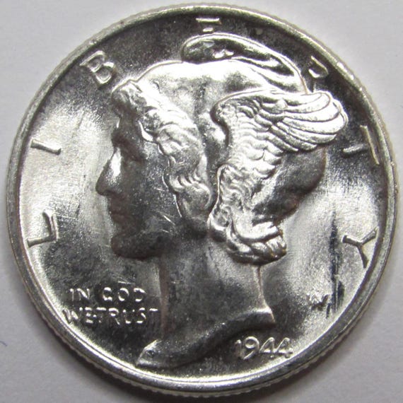 1944 Mercury Dime - Antique WW2 American Silver Dime - Etsy
