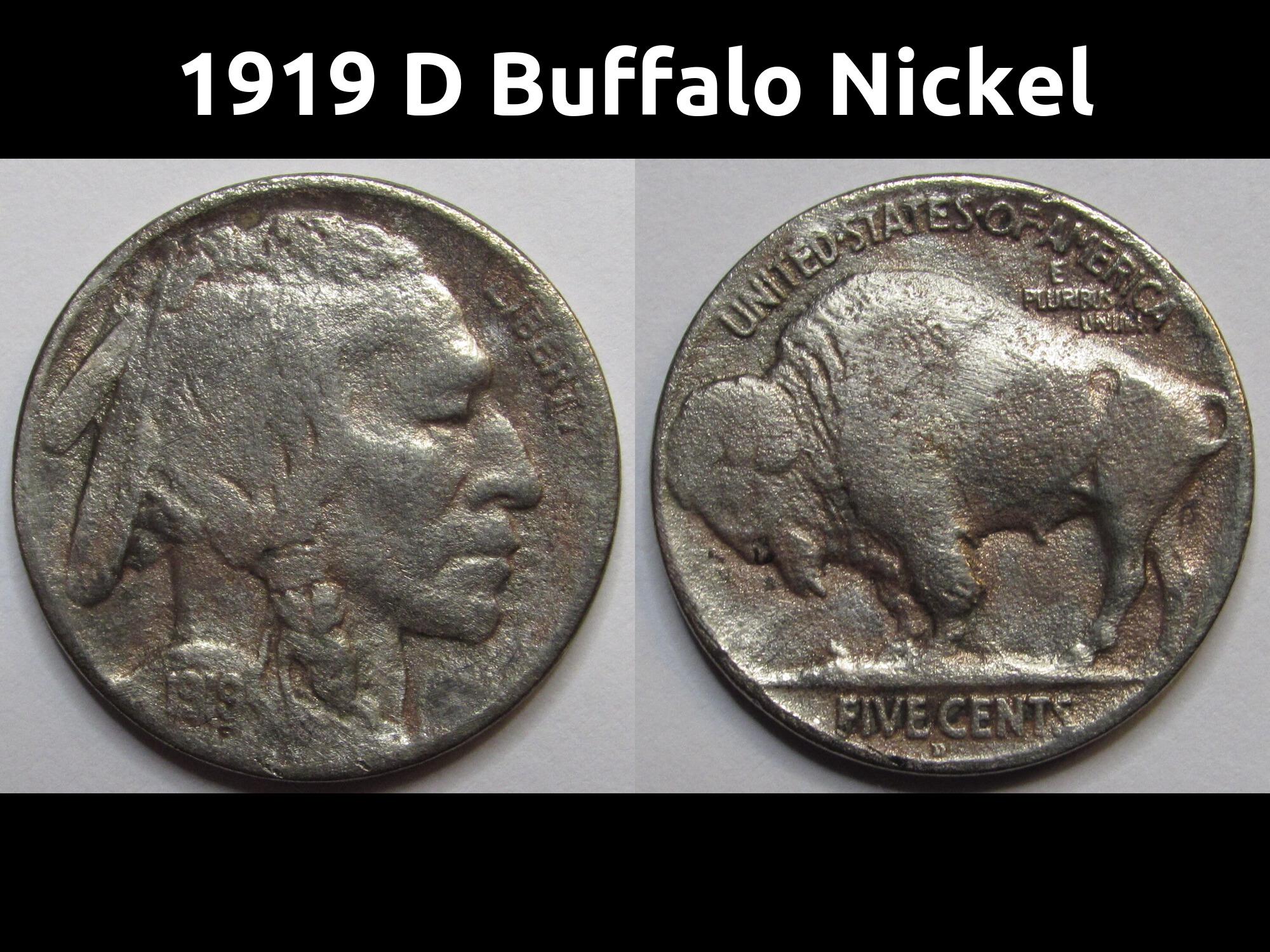 1919 D Buffalo Nickel - Better Date Denver Mintmark Antique American Indian  Coin - Etsy