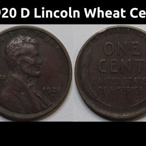 1920 D Lincoln Wheat Cent - detailed Denver mintmark American wheat penny