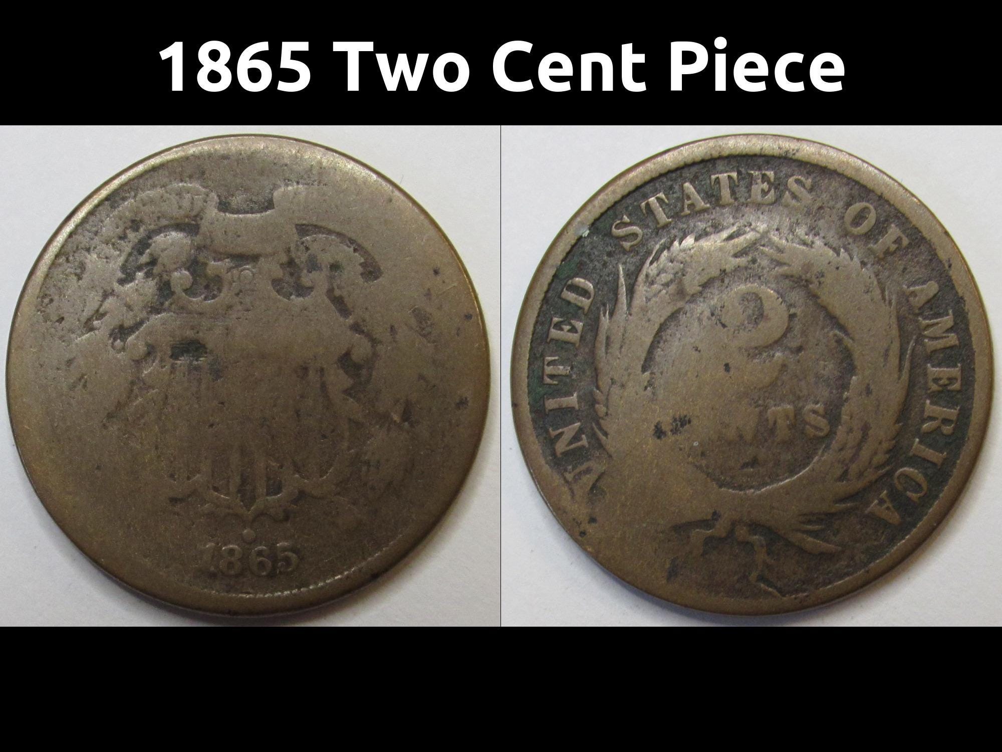 1865年2セント硬貨 - 南北戦争時代のアメリカのアンティーク銅貨