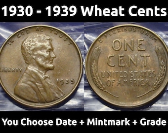 Lincoln Wheat Pennies - PDS 1930 tot 1939 - kies datum / muntteken / cijfer - 1930, 1931, 1932, 1933, 1934, 1935, 1936, 1937, 1938, 1939