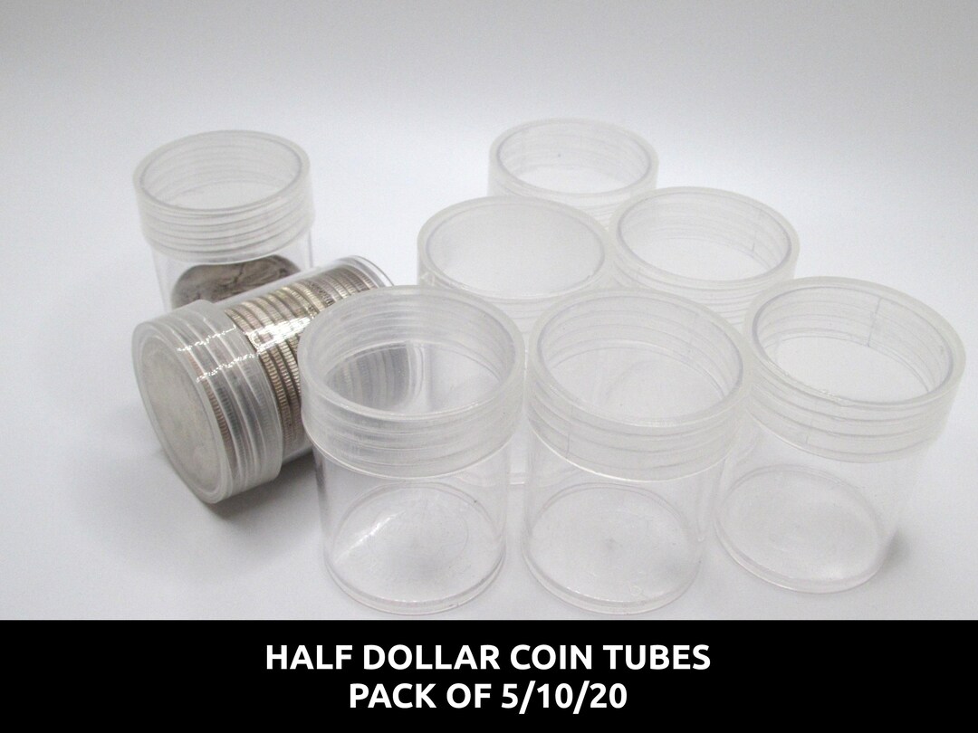 Whitman Clear Plastic Coin Tubes For US Half Dollars – 10 Pack, 30.6mm, Screw-on Lids, Archival Quality, Made In USA