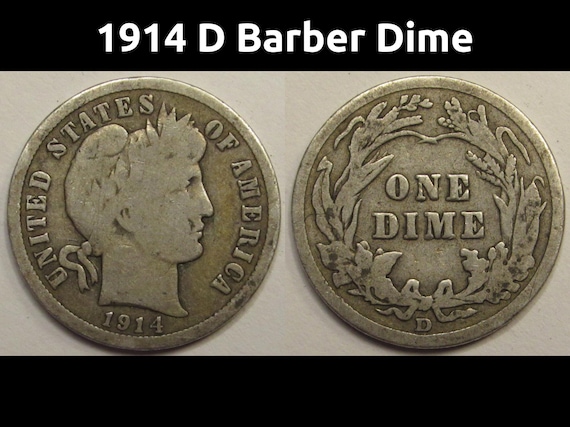 1914 D Barber Dime - Antique Denver Mintmark Silver Coin - Etsy