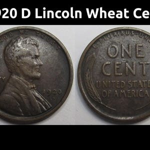 1920 D Lincoln Wheat Cent - antique Denver mintmark American wheat penny