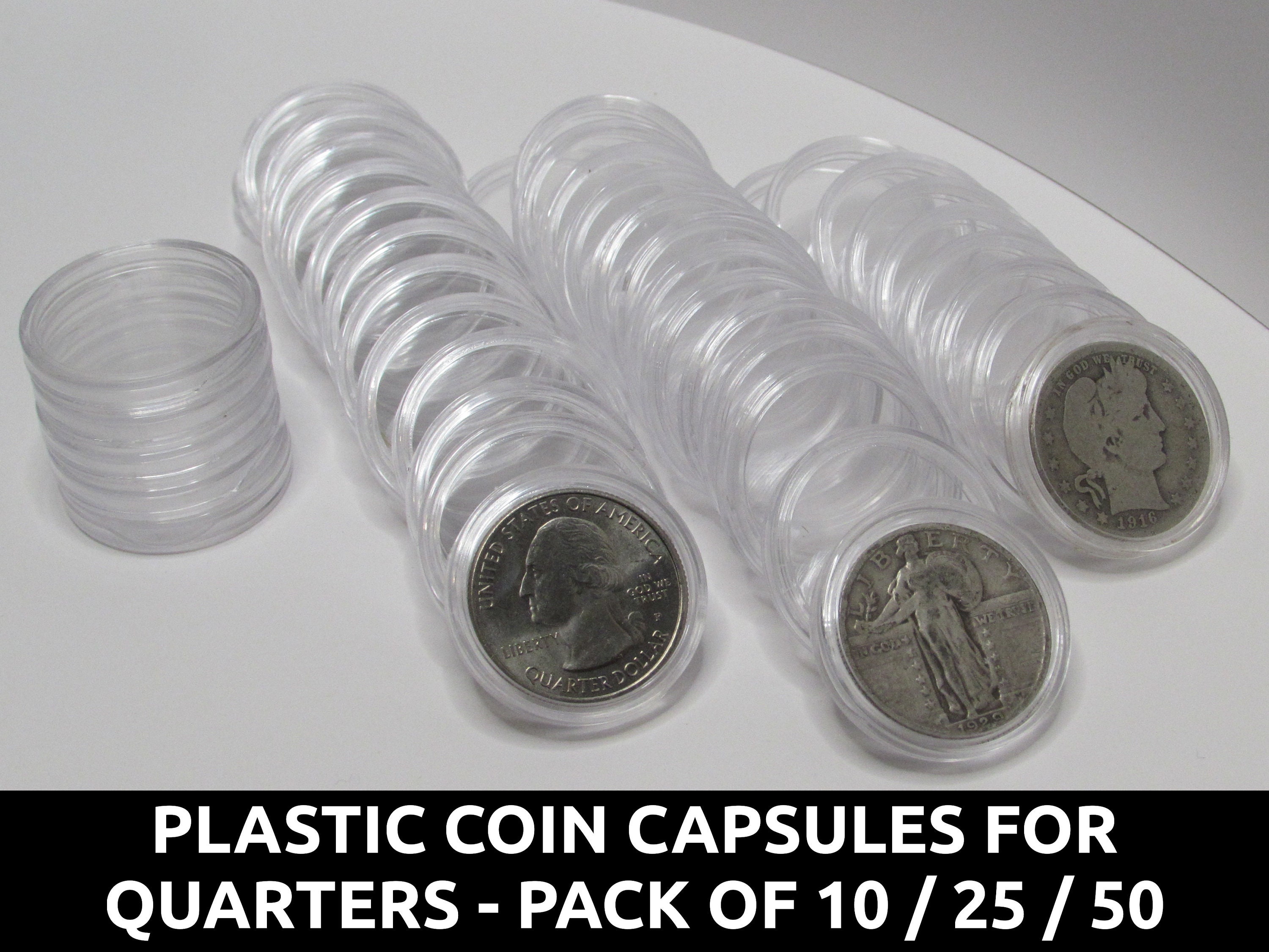 Bangcool 50 Pcs Coin Holders, Acrylic Coin Capsules, Transparent Coin Collection Case, Mini Coin Container, 1.6 Inches Round Coin Storage Box, Coin Collection
