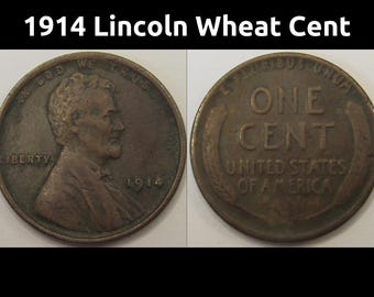 1914 Lincoln Wheat Cent - antique well detailed American wheat penny