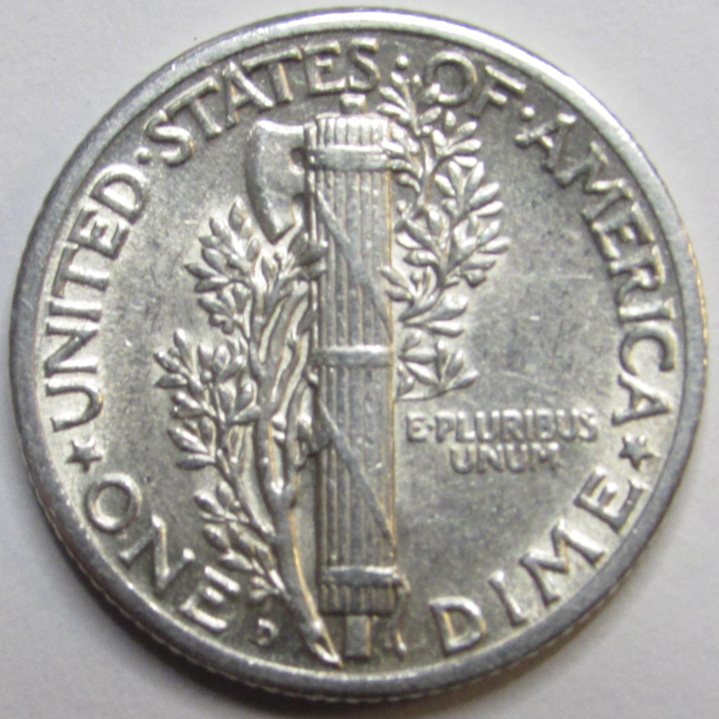 完全未使用) アメリカ合衆国マーキュリーダイム(10セント)銀貨1941 S