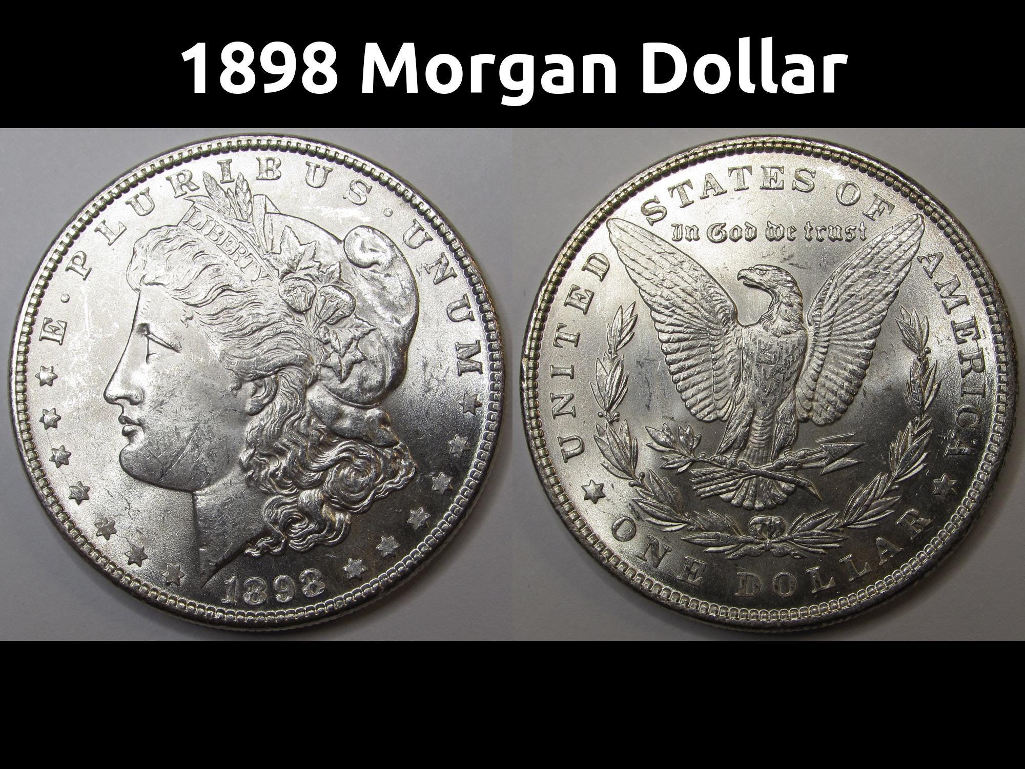 1898年 米ドル 99.9% シルバー コイン 本物 1898 silver dollar - Etsy 日本