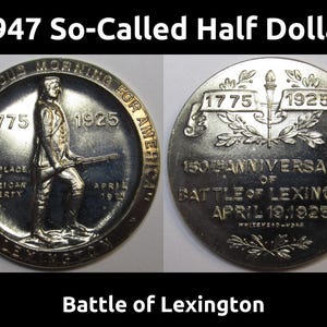 1947 So-Called Half Dollar - Battle of Lexington - historic heraldic silver medal