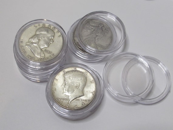 holder Half Dollar clear plastic 30.6 mm two piece coin capsule One new U.S 