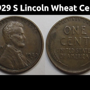 1929 S Lincoln Wheat Cent - antique better condition San Francisco mintmark American penny coin
