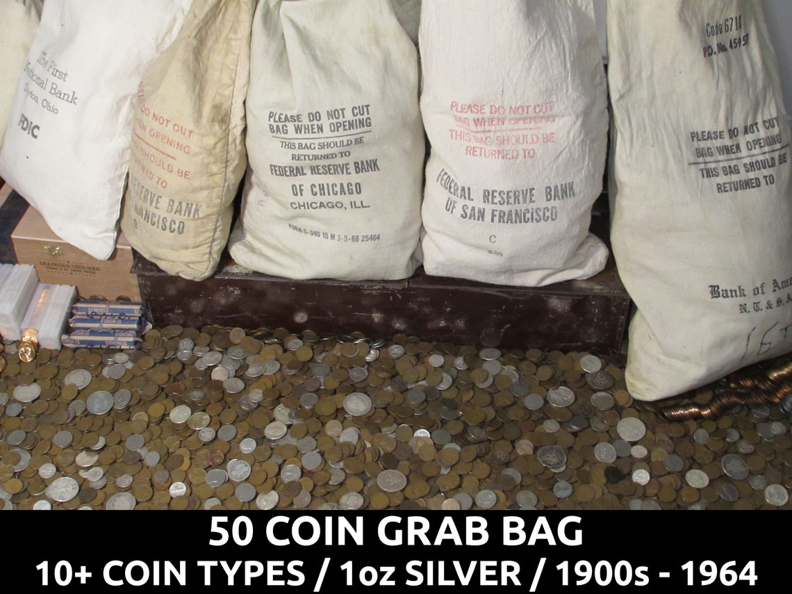 50 Old US Coins Grab Bag Estate Sale Lot 1 Oz Silver / 10 Etsy