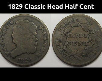 1829 Classic Head Half Cent - antique American copper half penny