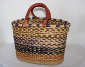 Africa Bolga Basket, Shopping Basket, Market Basket, Colorful, High Quality, Elephant Grass, Stable Braided, Large FAIRTADE