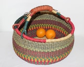 Africa Bolga Basket, Shopping Basket, Market Basket, Colorful, High Quality, Large Fairtrade