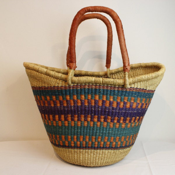 Africa Bolga basket, shopping basket, market basket, colorful, high quality, stable braided, large