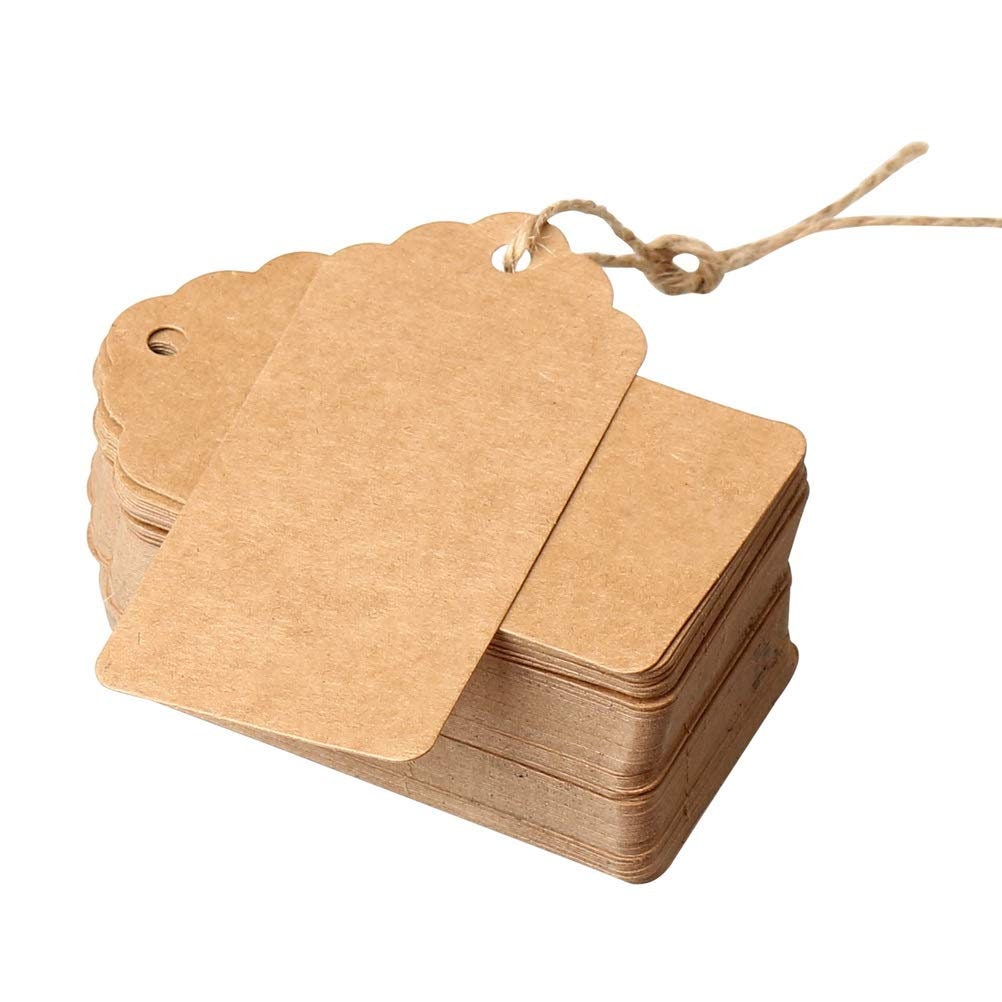 100Pcs Kraft Paper Tags, Gift Tags, Blank Hang Tags for Gift Bags