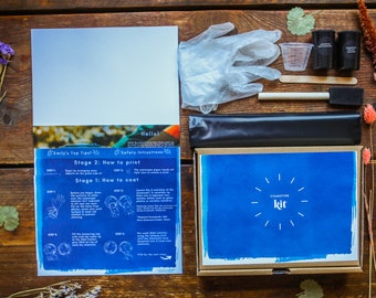 The Full Cyanotype Kit - FREE POSTAGE ~ DIY sun printing, blue printing, solar printing, art kit, botanical print , photography kit ~