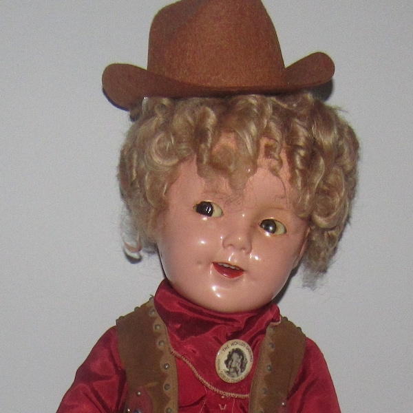 Vintage Ideal All Original Flirty Eyes Shirley Temple "Texas Ranger Doll" 27" Circa 1936
