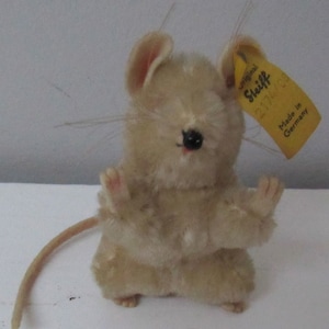 Vintage Steiff White Mouse &quot;Pieps&quot; 3 1/2&quot; Germany