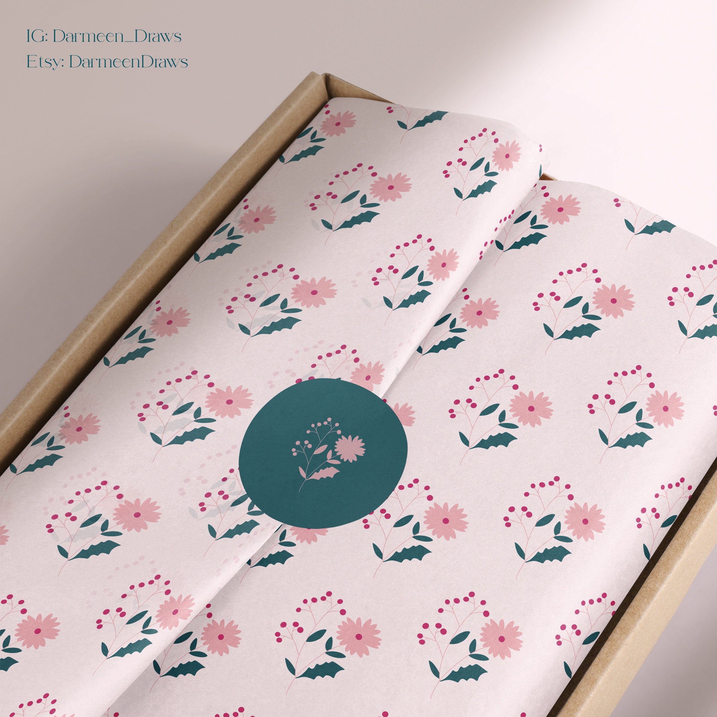 Floral Tissue Paper Wrapping Premade Wrapping paper Etsy