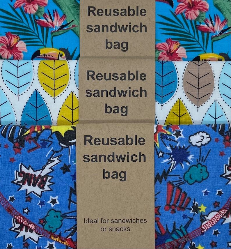 Reusable sandwich bag lunch bag washable no waste image 5